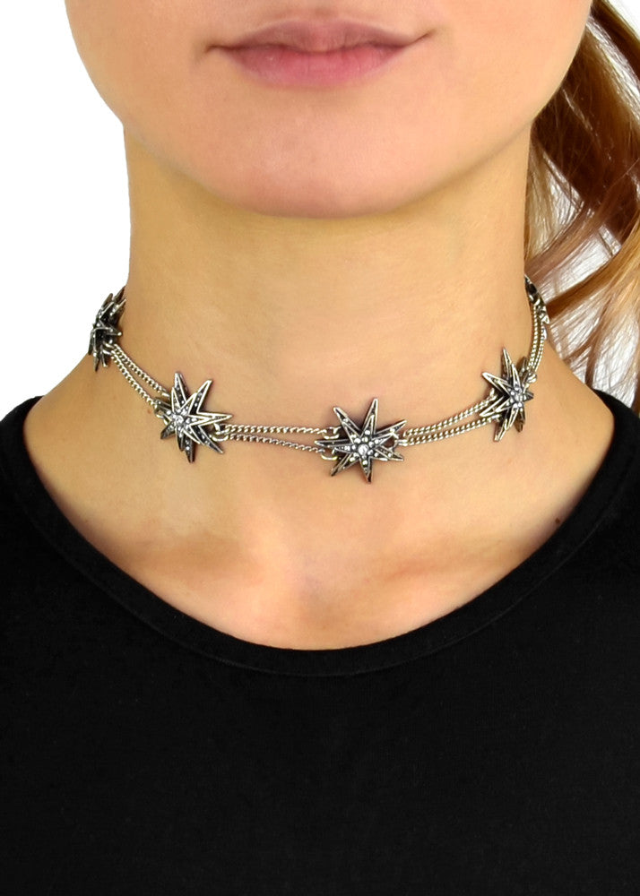 Stargaze Silver Crystal Chain Choker