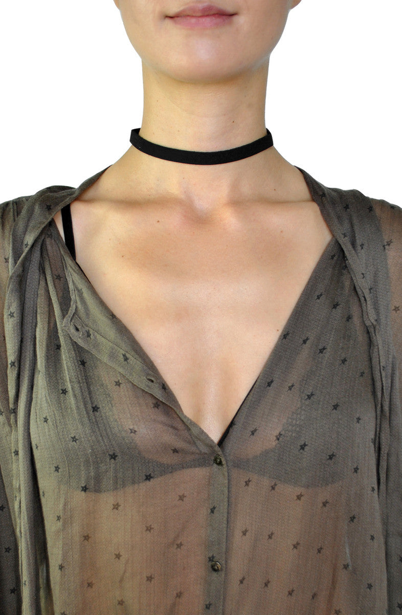 Thin Black Suede Choker Necklace