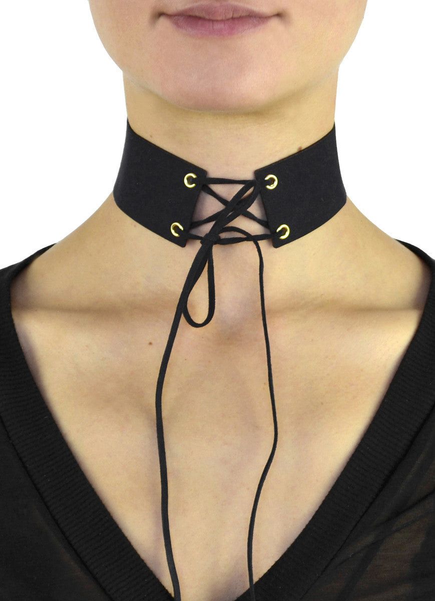 Ink Lace Up Corset Choker