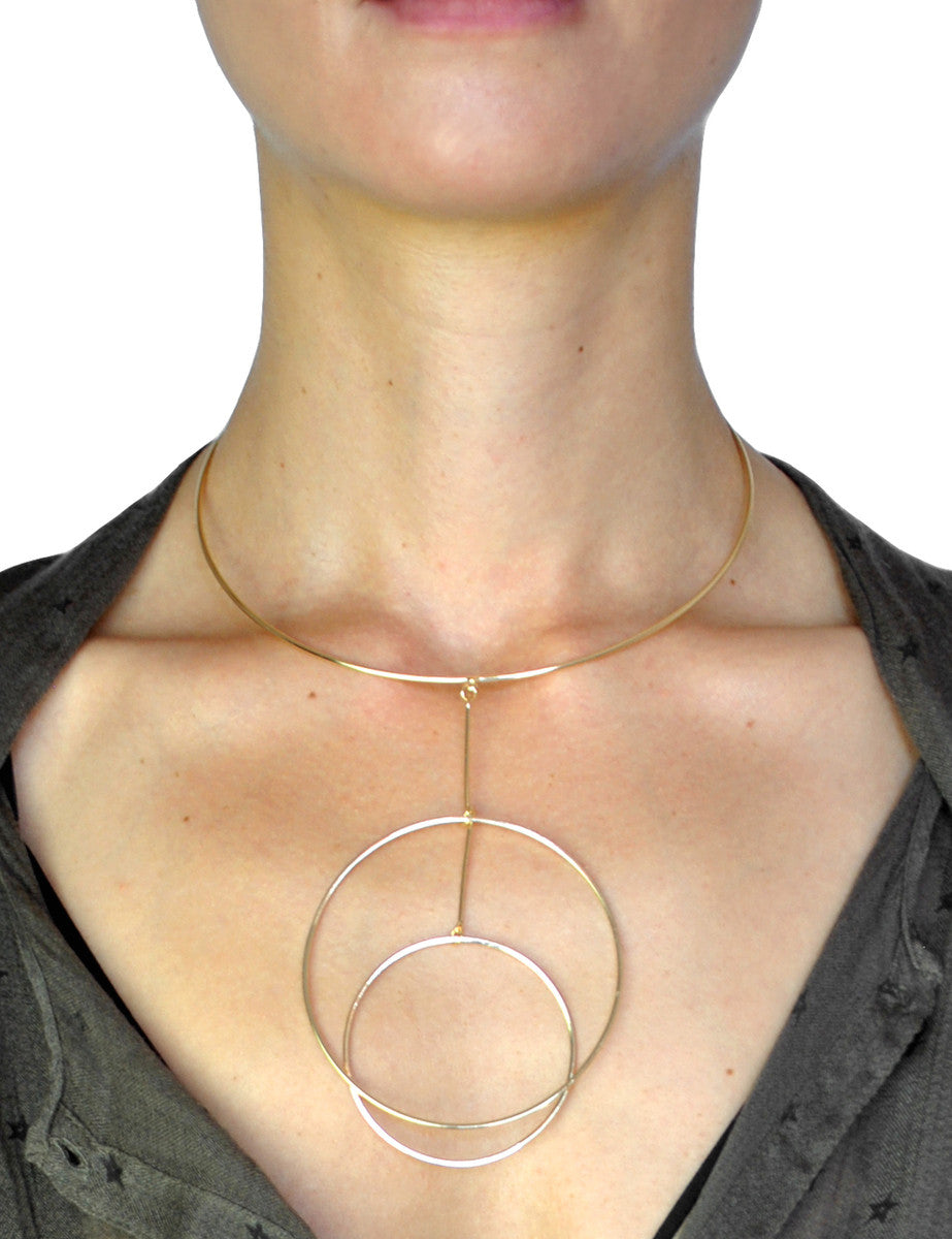 Geometric Drop Gold Choker Necklace