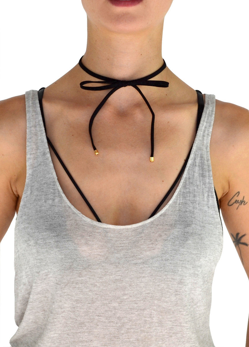 Black Suede Bow Tie Choker Necklace