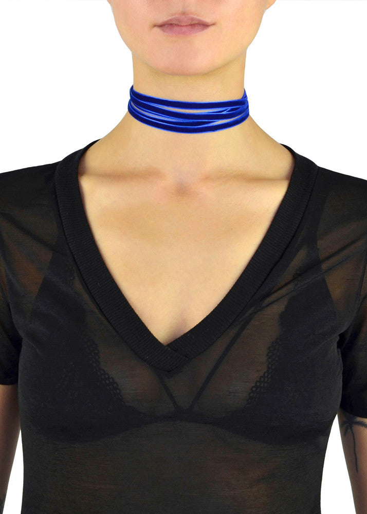 Reno Thin Velvet Wrap Choker - Blush