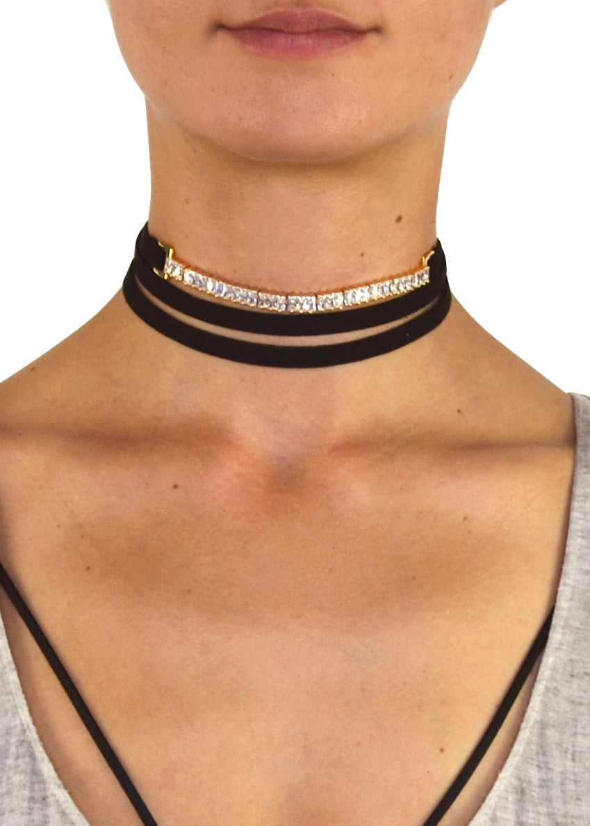 Sophia Crystal Baguette Wrap Choker