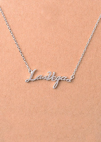 #VegasStrong Las Vegas Script Necklace - Gold