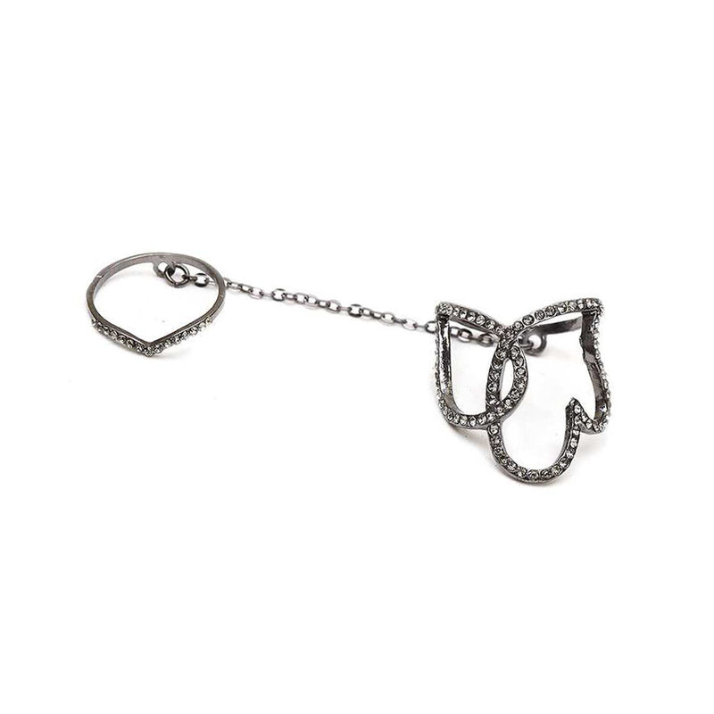 Dainty Crystal Fancy Chain Linked Knuckle Ring
