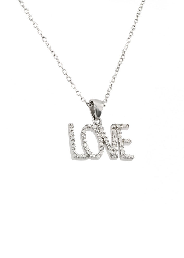 All You Need Is Love Sterling Silver Crystal Necklace