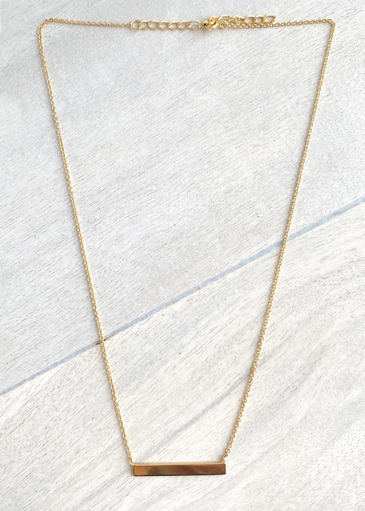 Gold Plated Sterling Silver Bar Necklace