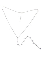 Drips of Crystal Lariat Necklace - Silver