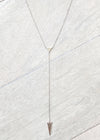 Dainty Double Triangle Lariat Y Necklace - Silver