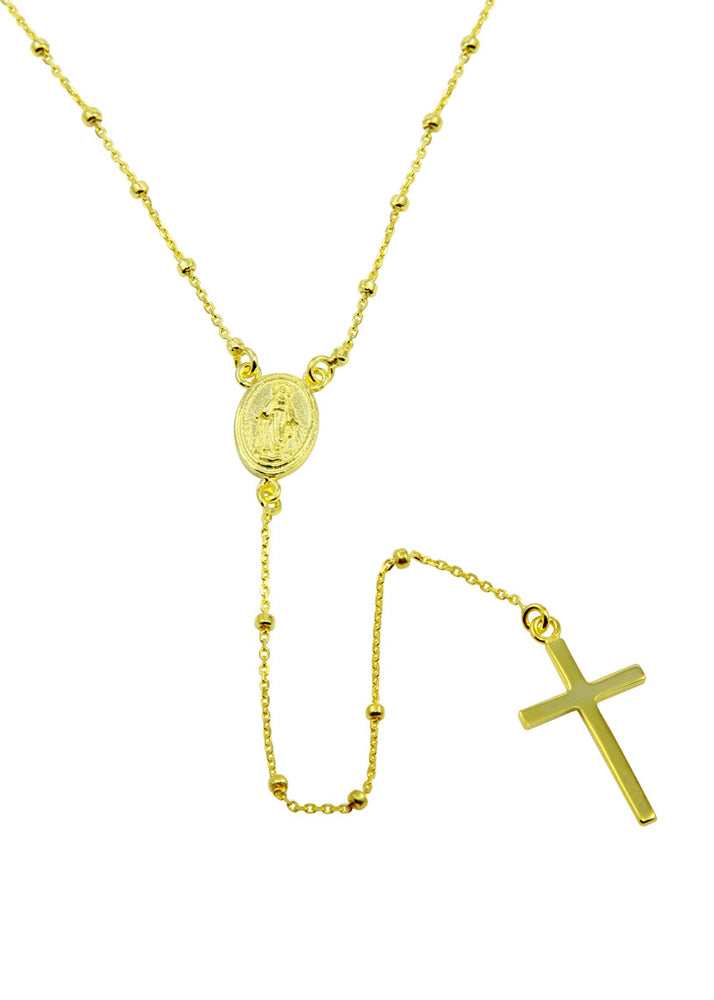 Beaded Rosary Necklace Gold Vermeil