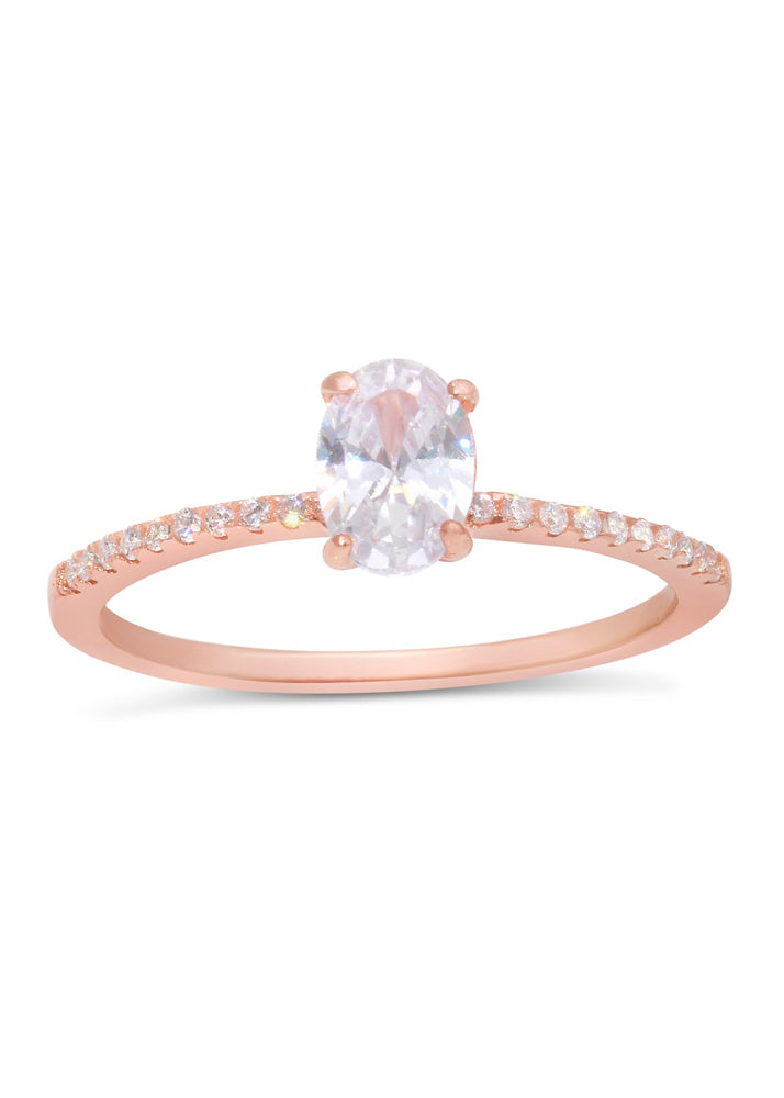 Rose Gold CZ Oval Ring