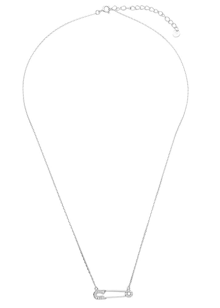 Dainty Safety Pin Sterling Silver Necklace