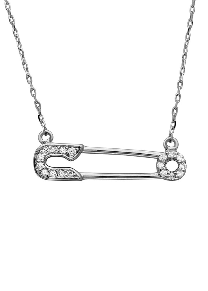Dainty Safety Pin Sterling Silver Necklace