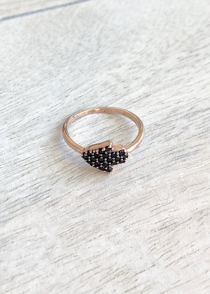 Tiny Crystal Hamsa Hand Midi Ring