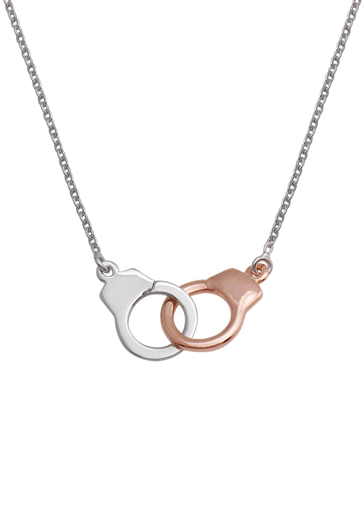 Two Tone Sterling Silver Handcuff Necklace