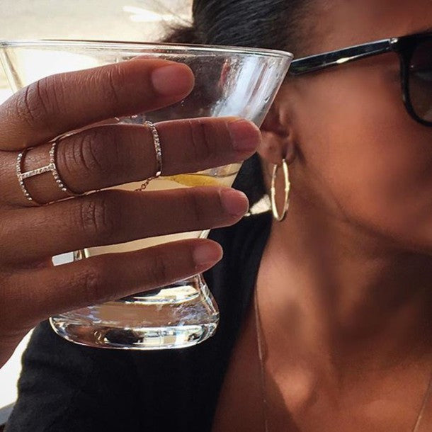 Dainty Crystal Bar Chain Linked Knuckle Ring