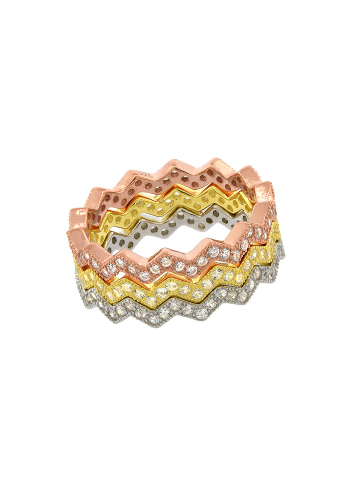 Eternity Zig Zag Sterling Silver Stacking Ring Set