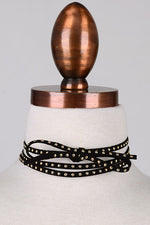 Gold Studded Black Wrap Choker