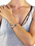Boho Teardrop Purple Glass Stone Beaded Bracelet 