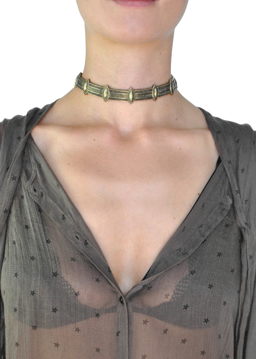 Micah Gold Metal Choker Necklace 