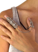 Elegant Cutout Chain Linked Full Finger Knuckle Ring