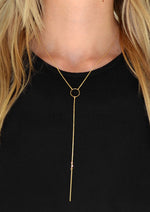 Delicate Circle & Bar Y-Chain Necklace