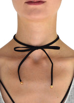 Black Suede Bow Tie Choker Necklace 