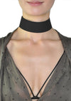 Extra Wide Black Suede Choker Necklace 