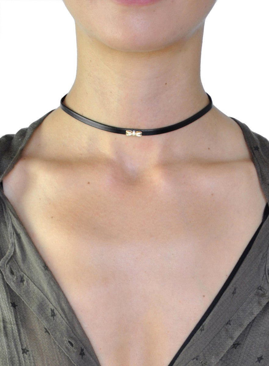 Dainty Crystal Bow Choker Necklace