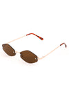 NEO Frame Thin Sunglasses Gold Brown