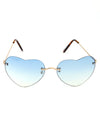 Rimless Heart Frame Sunglasses Blue
