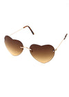 Rimless Heart Frame Sunglasses Brown