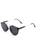 Capri Cutout Modern Aviator Sunglasses - Black / Silver