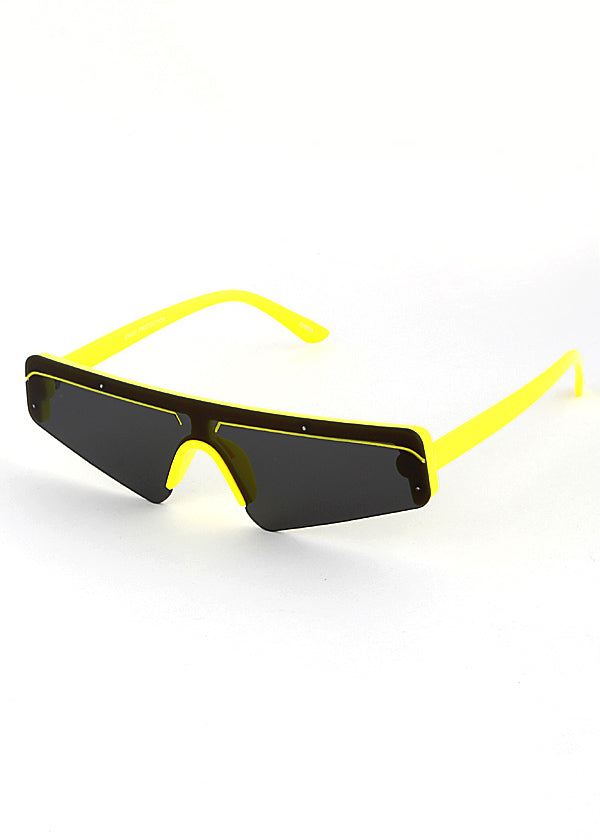 Slim Techno Rectangle Sunglasses Yellow