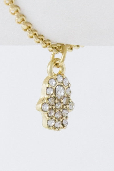 Tiny Hanging Crystal Hamsa Bracelet