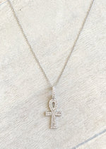 Sterling Silver Crystal Ankh Necklace