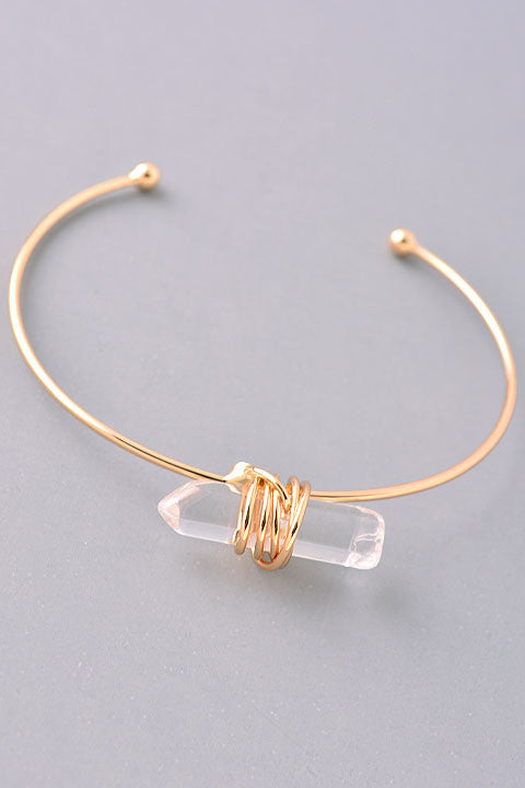 Aluna Natural Stone Wire Cuff Bracelet