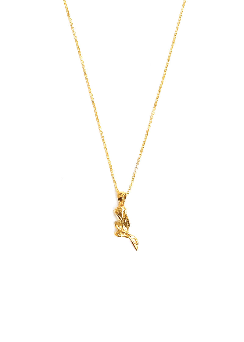 Single Rose 14k Gold Necklace