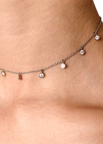 Amore Delicate Crystal Chain Choker - Silver