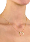Nadine Crescent Horn Crystal Necklace - Gold