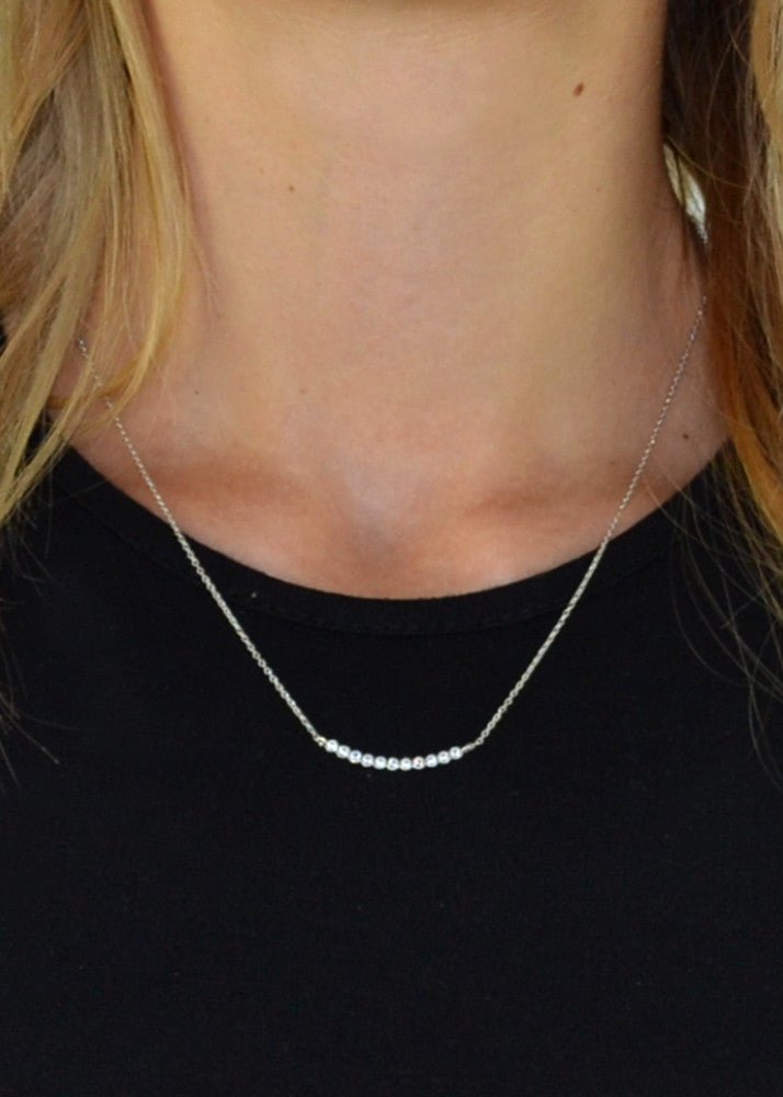 Dainty Crystal Curved Bar Necklace