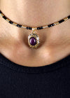Valencia Jeweled Beaded Choker - Deep Purple