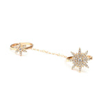 Crystal Starburst Chain Linked Knuckle Ring