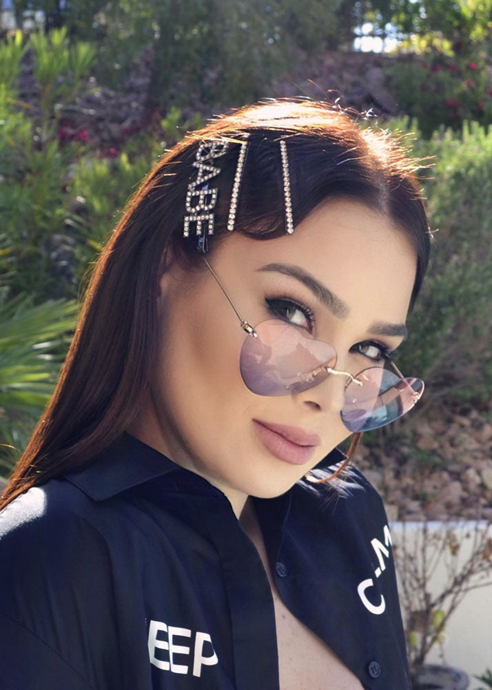 Rimless Heart Frame Sunglasses