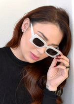 Bella Slim Rectangle Sunglasses White