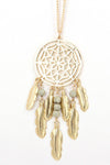 Long Gold Dreamcatcher Chain Necklace