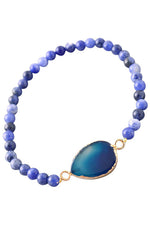 Boho Teardrop Blue Glass Stone Beaded Bracelet 