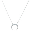 Nadine Crescent Horn Crystal Necklace - Silver