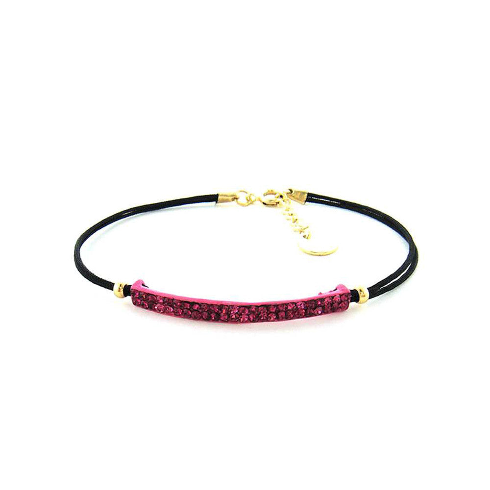 Dainty Pink Crystal Bar Bracelet