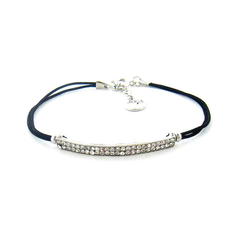 Dainty Silver Crystal Bar Bracelet
